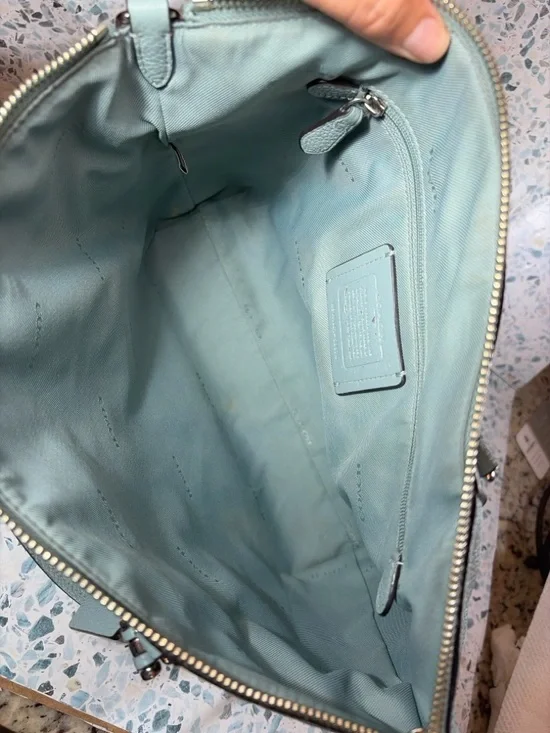 Coach Prairie Satchel 56874 Pebbled Leather Crossbody Bag Light Blue - Picture 9 of 10